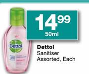 Dettol Sanitiser Assorted-50ml Each