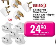 Ellies 5 x 6A Euro Adapter Value Pack Per Pack