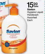 Savlon Hygiene Liquid Handwash-250ml Each
