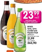 Roses Tonic, Lime Cordial And Passion Fruit-12*750ml