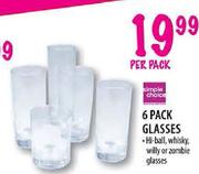 Simple Choice Glasses Hi-Ball, Whisky, Willy Or Zombie Glasses-6 Pack