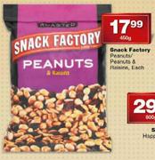 Snack Factory Peanuts/Peanuts & Raisins-450g