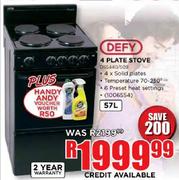 Defy 4 Plate Stove-57Ltr(DSS440/509) plus Handy Andy Voucher