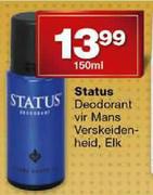 Status Deodrant Vir Mans Verskeidenheid-150ml Elk