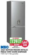 KIC Bottom Freezer Metalic Fridge With Water Dispenser-346ltr