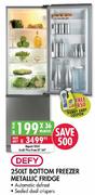 Defy Bottom Freezer Metallic Fridge-250ltr