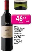 KWV Merlot, Shiraz, Pinolage or Cabernet Sauvignon- 6 x 750ml