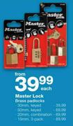 Master Lock Brass Keyed Padlocks-50mm 