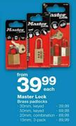 Master Lock Brass 3 Pack Padlocks-15mm Each
