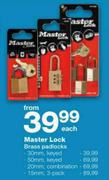 Master Lock Brass Combination Padlocks-20mm Each