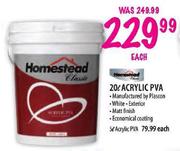 Homestead Acrylic PVA White-20Ltr