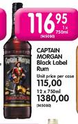 Captain Morgain Black Label Rum-12 x 750ml