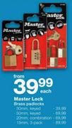 Master Lock Brass Combination Padlocks-20mm Each