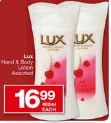 Lux Hand & Body Lotion Assorted-400ml Each