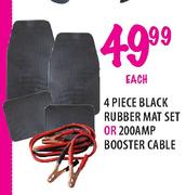 Black Rubber Mat Set-4 Piece Or 200AMP Booster Cable-Each