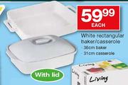 White Rectangular Baker-36cm/Casserole-31cm Each 