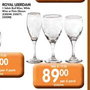 Royal Leerdam Salute Red Wine White Wine Or Flute Glasses-Per 6's Pack