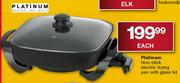 Platinum Non-Stick Electric Frying Pan With Glass Lid - Each