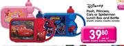 Disney Pooh,Princess,Cars Or Spiderman Lunch Box And Bottle-Per Set