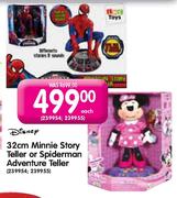 Disney 32cm Minnie Story Teller Or Spiderman Adventure Teller Each