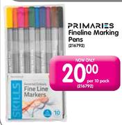 Primaries Fineline Marking Pens-per 10 pack