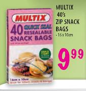 Multix 40's Zip Snack Bags - 16 x 10cm