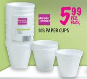 Simple Choice Paper Cups - 10's Per Pack
