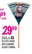 Out & About Plastic Rake And Garden Glove Combo Each