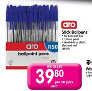 Aro Stick Ballpens-Per 50 Pack