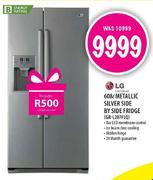 LG Metallic Silver Side By Side Fridge (GR-L207FLQ)-608l