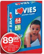 Lovies Disposable Nappies - 44's/40's/42's/50's Per Pack