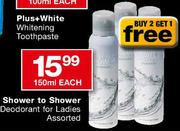 Shower To Shower Deodorant For Ladies Assorted-150ml Each