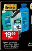 Radox Foam Bath-300ml/Shower Gel-250ml/Handwash-300ml Each