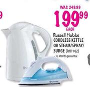 Russell Hobbs Cordless Kettle Or Steam/Spray/Surge(RHI 102)-Each