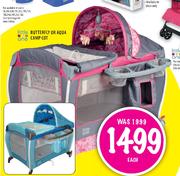 Little One Butterfly/Aqua Camp Cot-Each