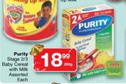 Purity Stage 2/3 Baby Cereal With Milk Assorted-200g Each