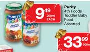 Purity 4th Foods Toddler Baby Food-250g Each