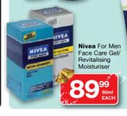 Nivea For Men Face Care Gel/Revitalising Moisturiser-50ml Each