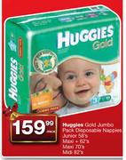 Huggies Gold Jumbo Disposable Nappies Junior-58's/Maxi+ -62's/Maxi-70's/Midi-82's Per Pack