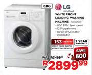 LG White Front Loading Washing Machine-6kg