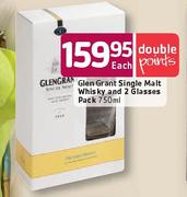 Glen Grant Single Malt Whisky and 2 Glasses Pack 750ml