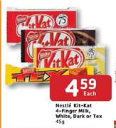 Nestle Kit-Kat 4-Finger Milk, White, Dark Or Tex-45g Each