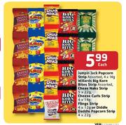 Jumpin Jack Popcorn Strip Assorted-4x14g, Willards Big Korn Bites Strip Assorted-Each