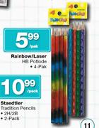 4-Pack Rainbow/Laser HB Potlode-Per Pack