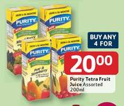 Purity Tetra Fruit Juice Assorted-4x200ml