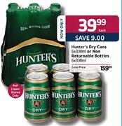 Hunter's Dry Cans 6x330ml or Non Returnable Bottles 6x330ml-Each