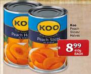 Koo Peach Slices/Halves-410g Each