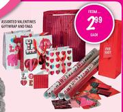 Assorted Valentines Gift Wrap And Tags Each