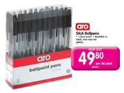Aro Stick Ballpens-Per 50 Pack