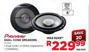 Pioneer 6" Dual Cone Speakers 230 Watt (TS-1614)-Per Pair